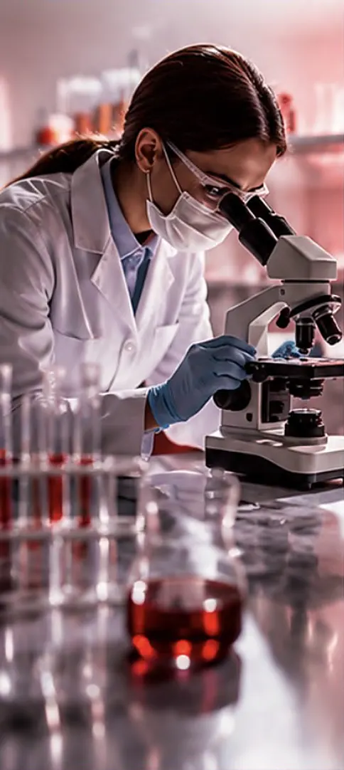 Mikroskopla çalışan laboratuvar araştırmacısı