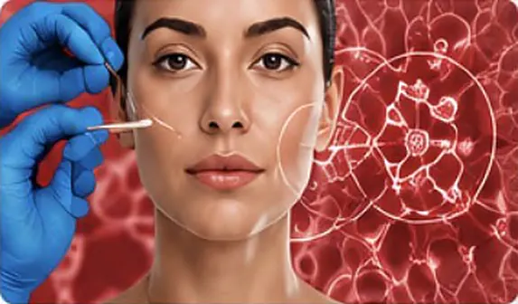 Fibroblast hücre tedavisi uygulamasını gösteren görsel